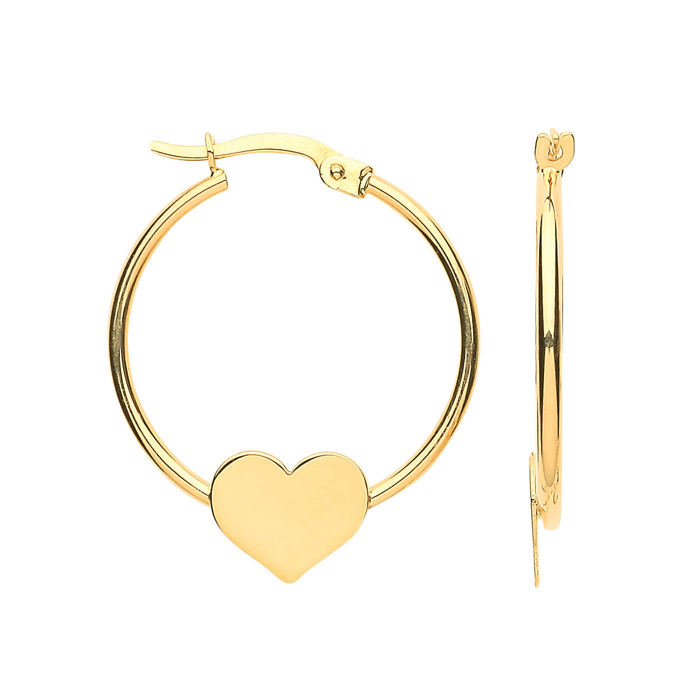 Gold Hoop with Heart Earrings