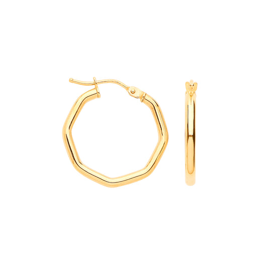 Gold Octagon Hoop Earrings