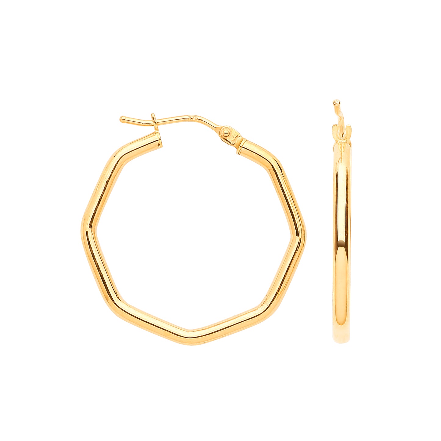 Gold Octagon 25.5mm Hoop Earrings