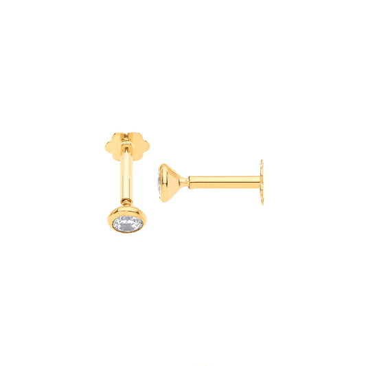 Gold Rd Brilliant CZ Ear Cartilage Stud