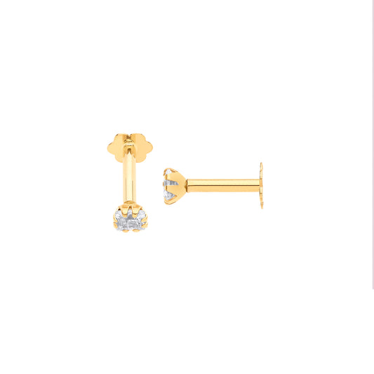 Gold P/C CZ Ear Cartilage Stud