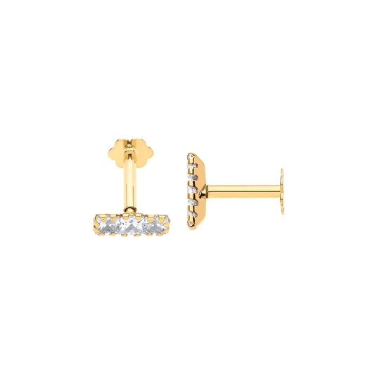 Gold P/C Trilogy CZs Ear Cartilage Stud