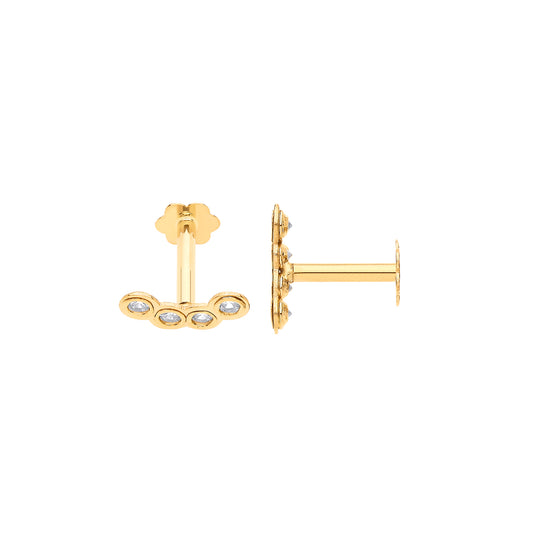 9ct Gold CZs Ear Cartilage Stud