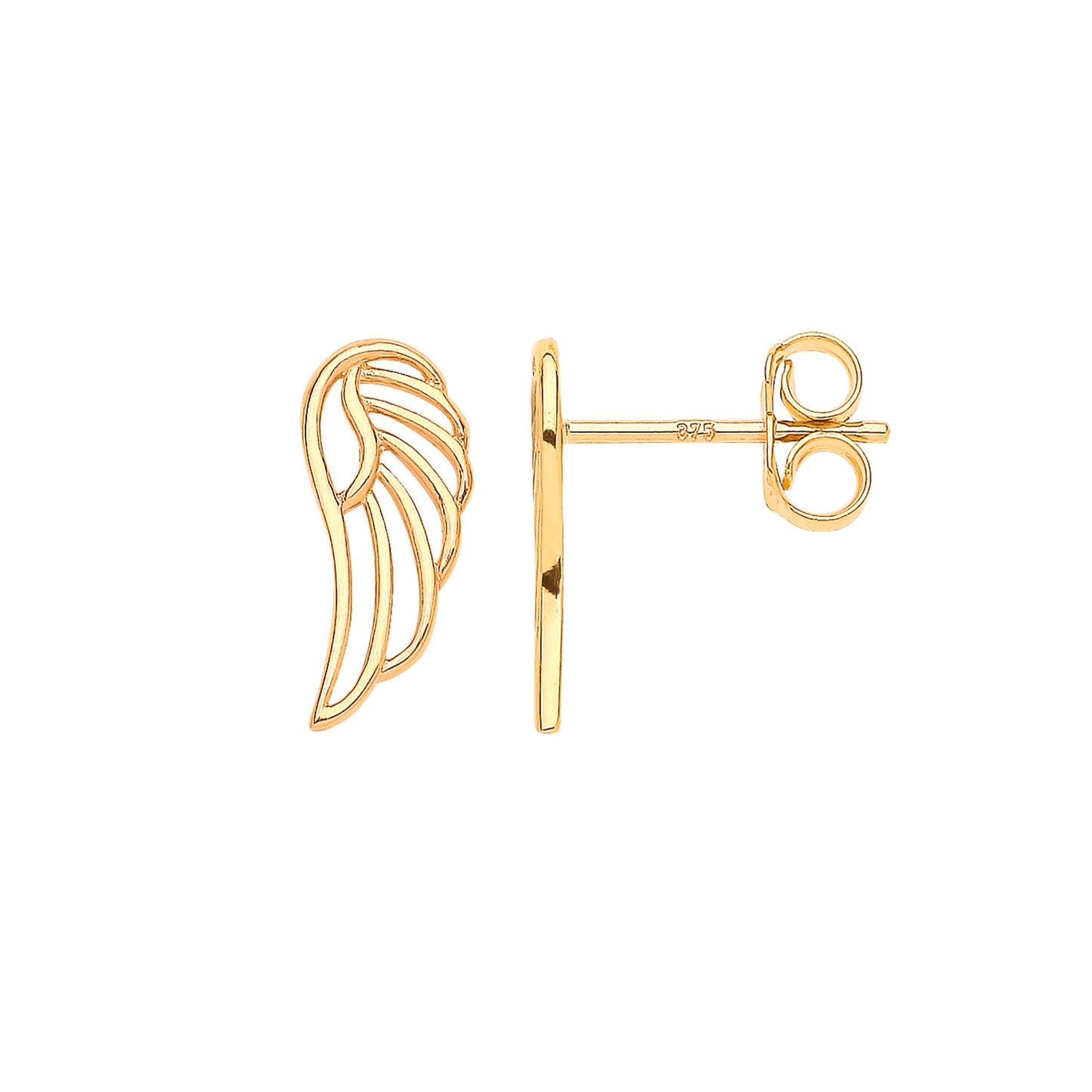 Gold Angel Wing Stud Earrings