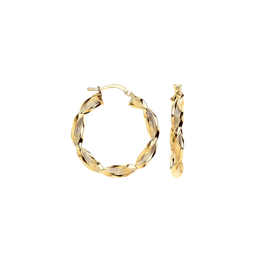 Gold 29mm Ribbed Twist Hoop Earrings