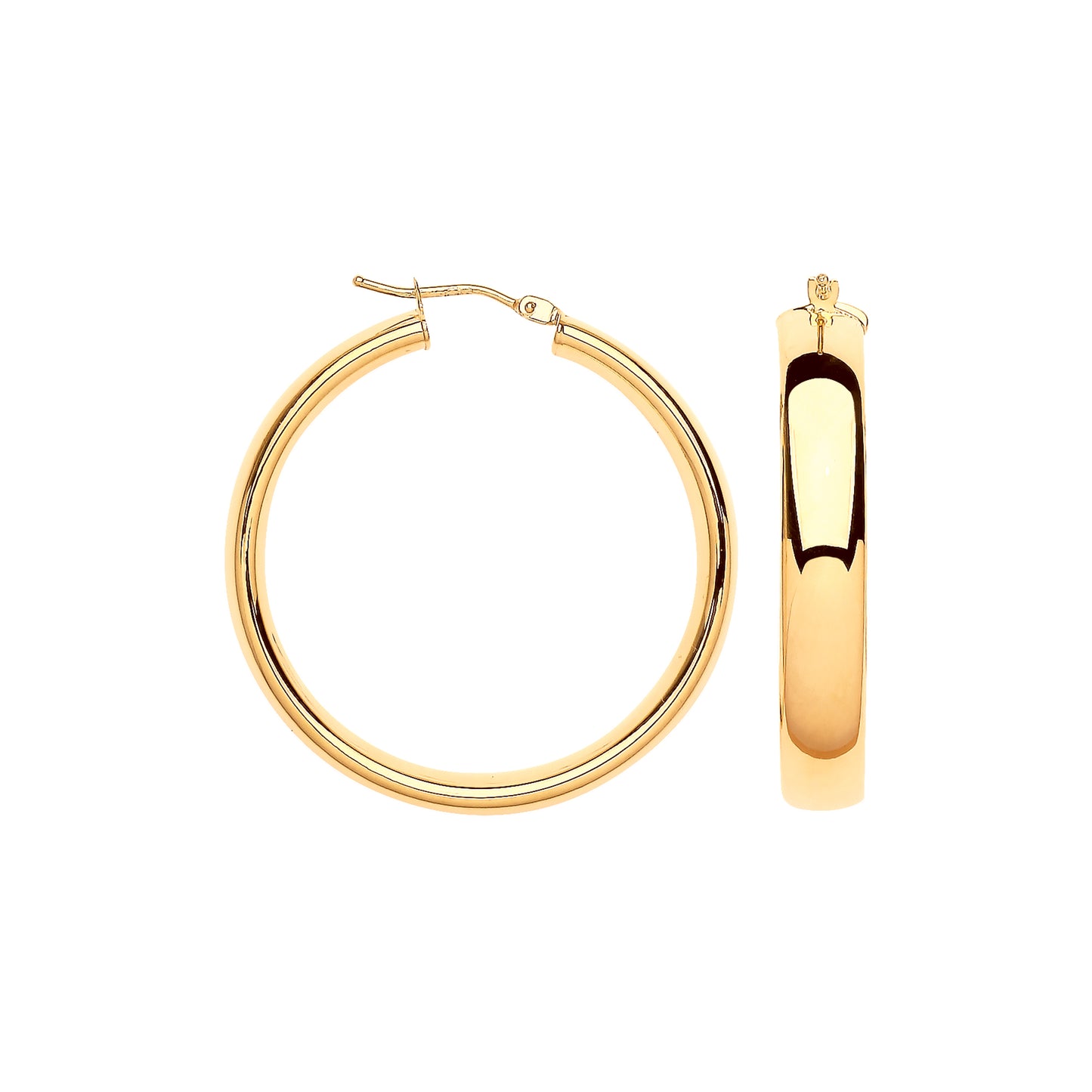 Gold 35mm Court Shape Tube Hoop Earrings