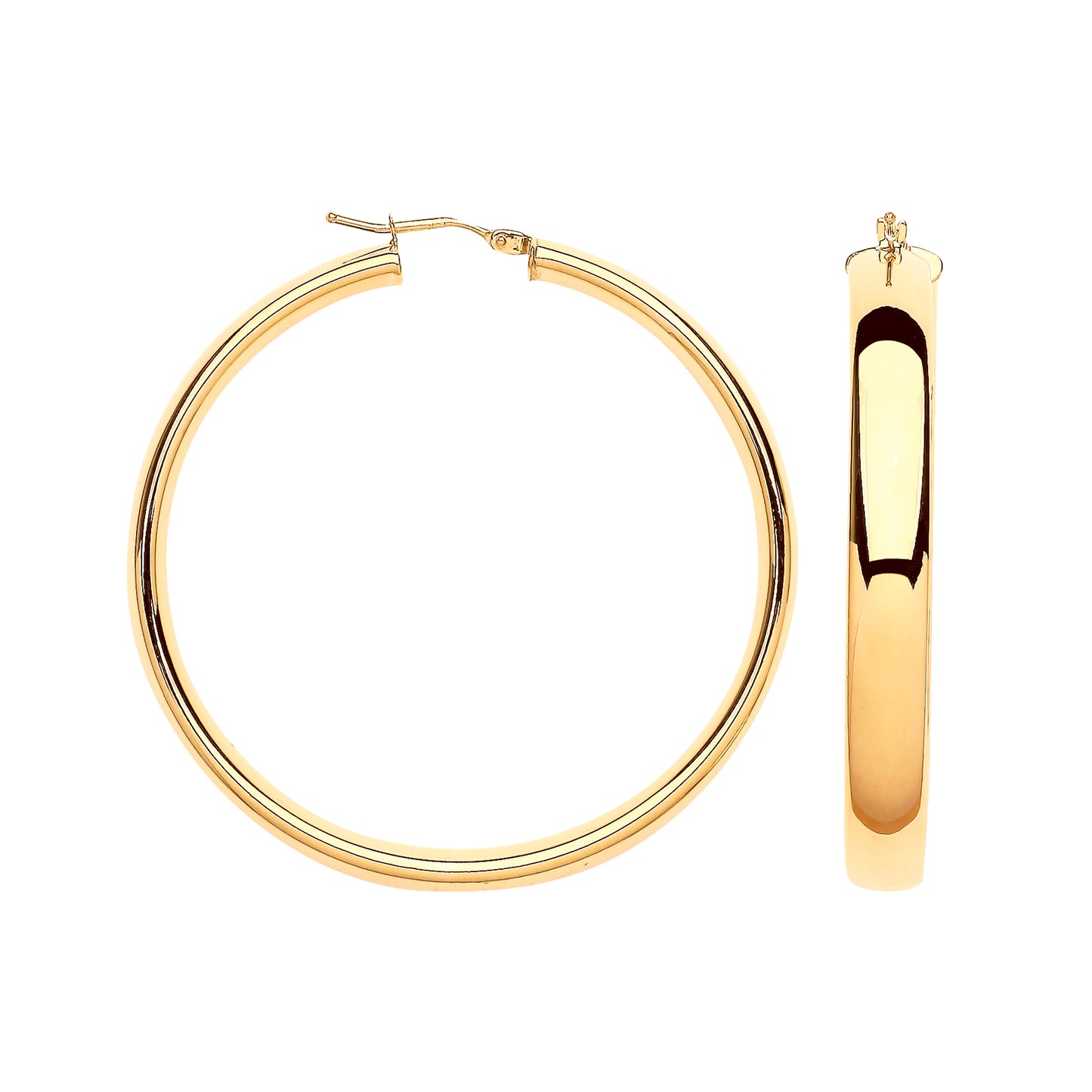 Gold 46mm Court Shape Tube Hoop Earrings