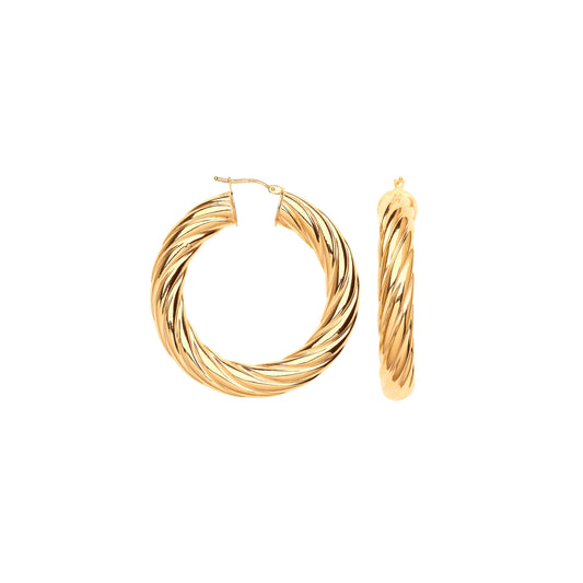 Gold 43mm Chunky Twist Hoop Earrings