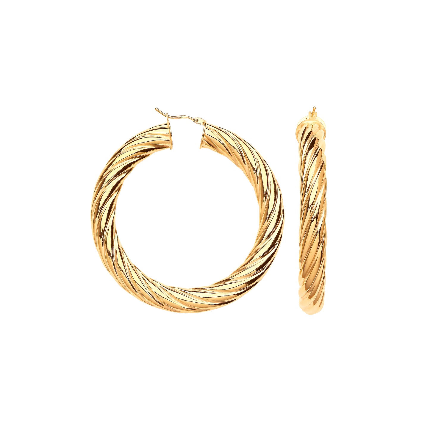 Gold 55mm Chunky Twist Hoop Earrings