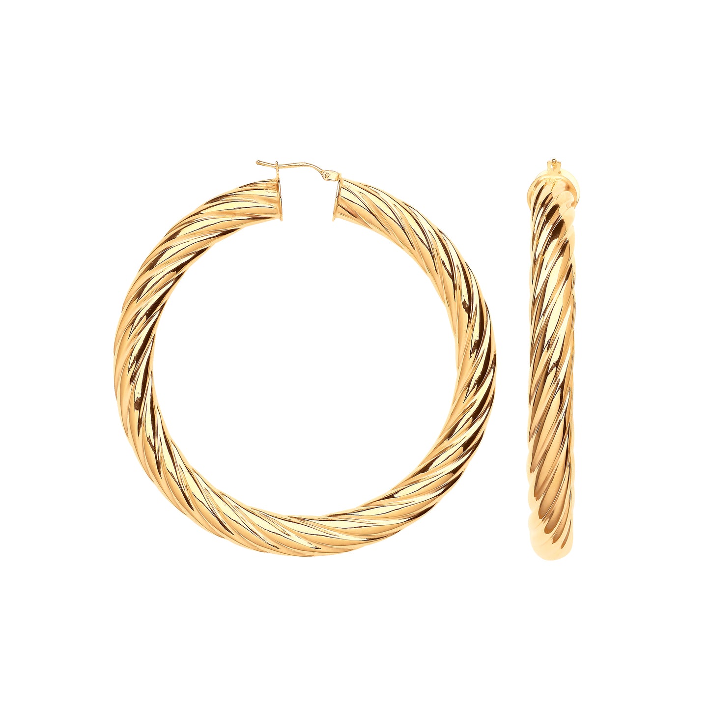 Gold 65mm Chunky Twist Hoop Earrings