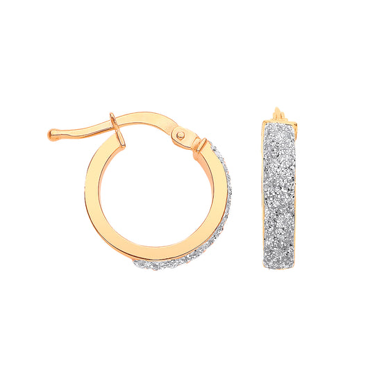 Gold Plain & Frosted 14mm Hoop Earrings